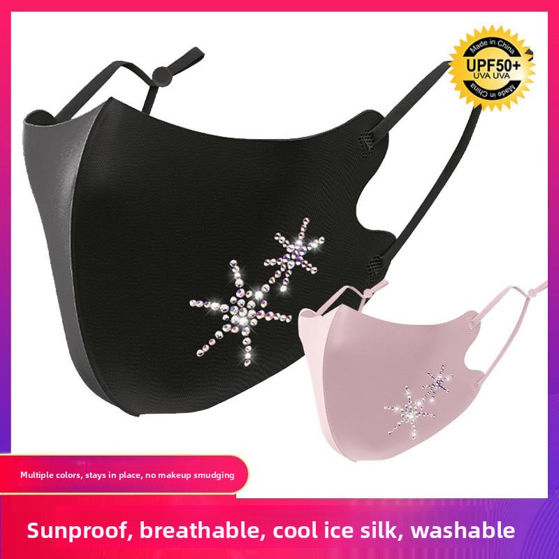 Cloth Face Mask Washable - Masker Wajah Wanita Berkilauan dengan Rhinestone,