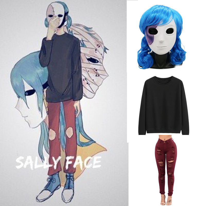 Kostum Cosplay Wajah Sally Gam - Black Face Mask Pack ulasan dan harga